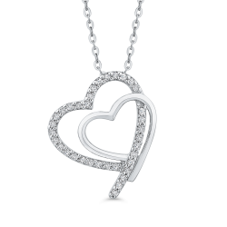 10K White Gold .14 Ct Diamond Heart Pendant with Chain