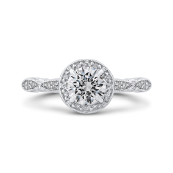 14K White Gold Round Diamond Halo Engagement Ring