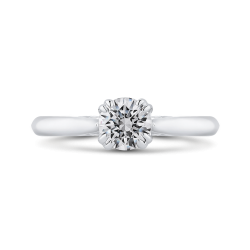 Round Cut Solitaire Diamond Cathedral Style Solitaire Engagement In 14K White Gold