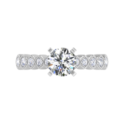 14K White Gold Round Cut Diamond Engagement Ring