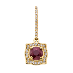 18K Yellow Gold 1/3 Ct Diamond and 2 Ct Ruby SL Boutique Earrings