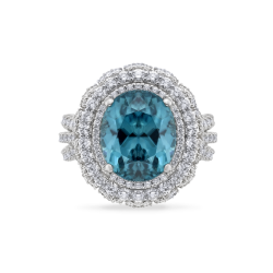 18K White Gold 1 3/8 Ct Diamond and 9 1/4 Ct Zircon - Blue SL Boutique Bridal Ring