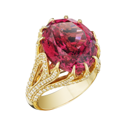 18K Yellow Gold 7/8 Ct Diamond and 14 1/2 Ct Mahenge Spinel SL Boutique Ring