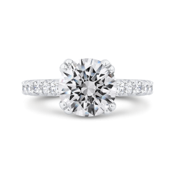 Round Cut Diamond Engagement Ring In 14K White Gold (With Center)