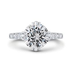 14K White Gold Round Cut Diamond Engagement Ring (Semi-Mount)