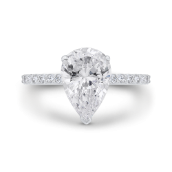 18K White Gold Pear Diamond Engagement Ring (Semi-Mount)