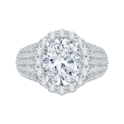 14K White Gold Oval Diamond Halo Engagement Ring (Semi-Mount)