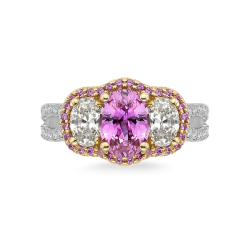 18K Rose and White Gold 1 Ct Diamond and 1 3/4 Ct Pink Sapphire SL Boutique Bridal Ring