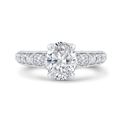 Oval Diamond Engagement Ring In 14K White Gold (With Center)