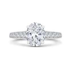 Oval Diamond Engagement Ring In 14K White Gold (Semi-Mount)
