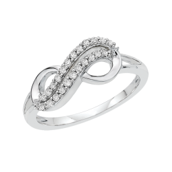 Two Row Infinity Diamond Ring in Sterling Silver (1/5 cttw)
