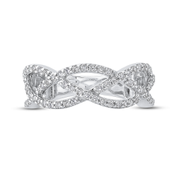 1/2 ct White Diamond 10K White Gold Criss Cross Wedding Band Ring