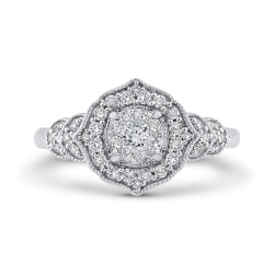 10K White Gold Round 3/8 ct White Diamond Fashion Ring