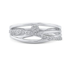 10K White Gold 1/5 ct Round White Diamond Fashion Ring