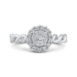 3/8 ct Round Diamond 10K White Gold Double Halo Fashion Ring