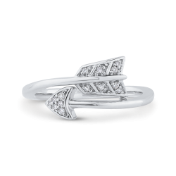 10K White Gold Round Diamond Bypass Arrow Fashion Ring (.06 cttw)