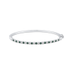 14K White Gold Round 1/2 ct Diamond and Emerald Bangle Bracelet