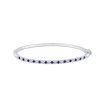 14K White Gold Round 1/2 ct Diamond and Sapphire Bangle Bracelet
