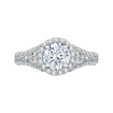 14K White Gold Round Diamond Halo Engagement Ring with Split Shank (Semi-Mount)
