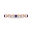 14K Rose Gold Round Diamond Wedding Band with Sapphire