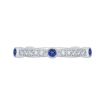 14K White Gold Round Diamond Wedding Band with Sapphire