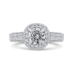 14K White Gold Round Diamond Double Halo Engagement Ring with Split Shank (Semi-Mount)