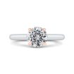 14K Two-Tone Gold Round Diamond Solitaire Plus Engagement Ring with Milgrain (Semi-Mount)