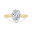 14K Two-Tone Gold Pear Diamond Halo Engagement Ring (Semi-Mount)