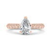 14K Rose Gold Pear Diamond Double Row Engagement Ring with Round Shank (Semi-Mount)