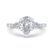 14K White Gold Pear Cut Diamond Engagement Ring (Semi-Mount)