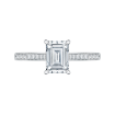 Emerald Cut Diamond Solitaire with Accents Engagement Ring In 14K White Gold (Semi-Mount)