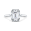 Emerald Cut Diamond Engagement Ring with Round Shank In 14K White Gold (Semi-Mount)