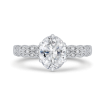 14K White Gold Oval Diamond Engagement Ring with Milgrain (Semi-Mount)