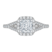 14K White Gold Princess Diamond Halo Engagement Ring with Split Shank (Semi-Mount)