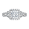 14K White Gold Princess Diamond Halo Engagement Ring with Split Shank (Semi-Mount)