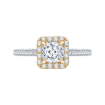 14K Two-Tone Gold Cushion Diamond Halo Engagement Ring (Semi-Mount)