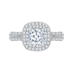 14K White Gold Split Shank Cushion Diamond Double Halo Engagement Ring (Semi-Mount)