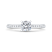 14K White Gold Cushion Cut Diamond Solitaire Plus Engagement Ring (Semi-Mount)