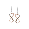 Brown Diamond Infinity Dangle Heart Earrings in Two Tone Sterling Silver (0.04 cttw)