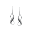 Black and White Diamond Infinity Dangle Earrings in Sterling Silver (1/10 cttw)
