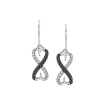 Black and White Diamond Infinity Dangle Heart Earrings in 10K White Gold (1/5 cttw)