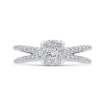 14K White Gold Round Diamond Crossover Criss-Cross Engagement Ring