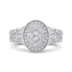 14K White Gold Round Cut Diamond Oval Shape Halo Engagement Ring
