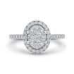 14K Two-Tone Gold Round Cut Diamond Oval Shape Halo Engagement Ring