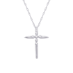 Diamond Cross Pendant with Chain in 14K White Gold (1/10 cttw)
