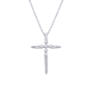 Diamond Cross Pendant with Chain in 10K White Gold (1/10 cttw)