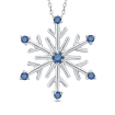 Snowflake Fashion Pendant with Chain In Sterling Silver 1/10 ct Round Blue Diamond