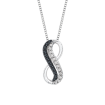 Two Row Infinity Black and White Diamond Pendant with Chain in 10K White Gold (1/5 cttw)