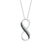 Two Row Infinity Black and White Diamond Pendant with Chain in Sterling Silver (0.07cttw)