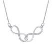 Inter Linked Diamond Infinity Pendant with Chain in 10K White Gold (0.14 cttw)